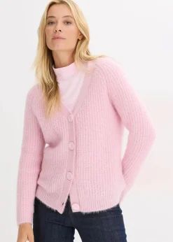 Gerippte Grobstrickjacke