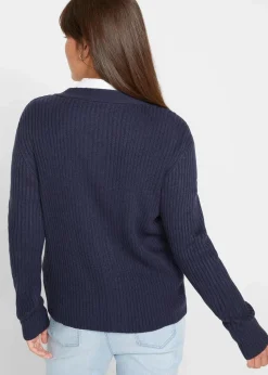 Gerippte Strickjacke