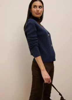 Gerippte Strickjacke