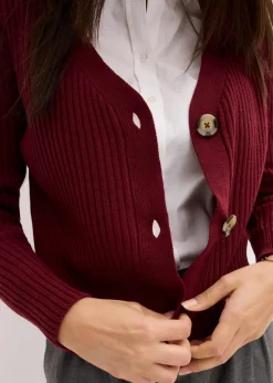 Gerippte Strickjacke