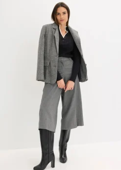 Gerippter Feinstrickpullover mit Viskose in 2 in 1 Optik