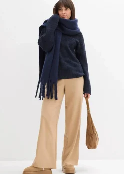 Gerippter Oversize-Pullover