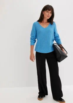 Gerippter Pullover aus reiner Baumwolle