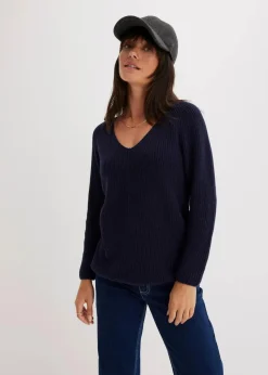 Gerippter Pullover aus reiner Baumwolle