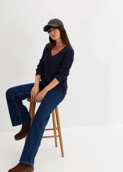 Gerippter Pullover aus reiner Baumwolle