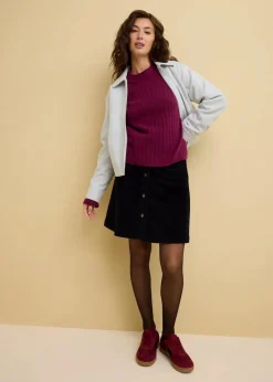 Gerippter Pullover, verkürzt