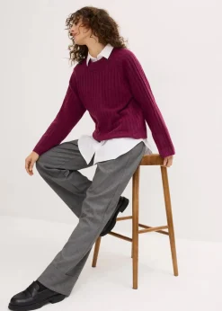 Gerippter Pullover, verkürzt