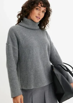 Gerippter Rollkragenpullover