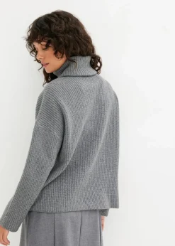 Gerippter Rollkragenpullover