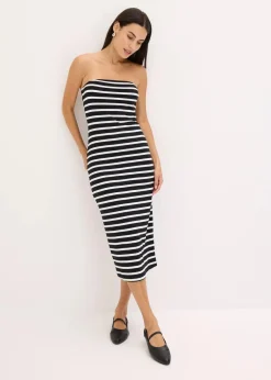 geripptes Bandeau-Kleid