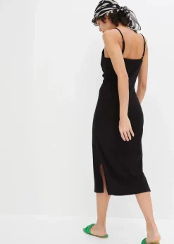 Geripptes Bodycon-Kleid aus elastischem Baumwoll-Mix