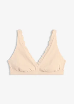 Geripptes Bralette mit Bio-Baumwolle und Spitze