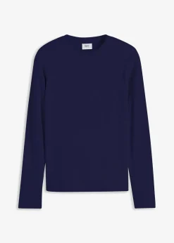 Geripptes Langarmshirt aus reiner Baumwolle