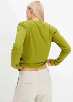 Geripptes Langarmshirt aus reiner Baumwolle