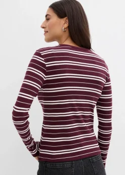 Geripptes Langarmshirt aus Bio-Baumwollmix