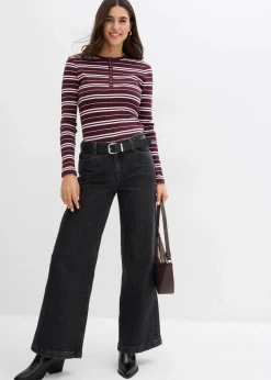 Geripptes Langarmshirt aus Bio-Baumwollmix