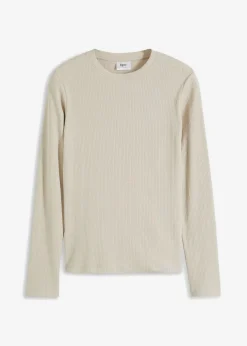 Geripptes Langarmshirt aus reiner Baumwolle