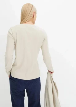 Geripptes Langarmshirt aus reiner Baumwolle