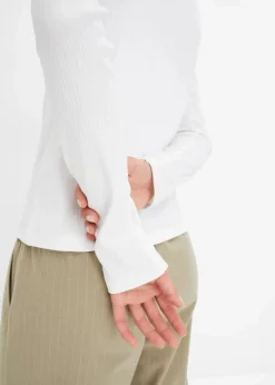 Geripptes Langarmshirt aus reiner Baumwolle