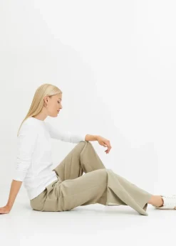 Geripptes Langarmshirt aus reiner Baumwolle