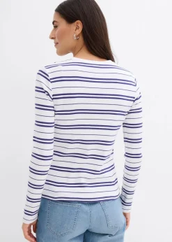 Geripptes Langarmshirt aus Bio-Baumwollmix