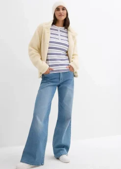 Geripptes Langarmshirt aus Bio-Baumwollmix