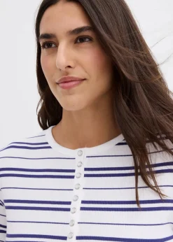 Geripptes Langarmshirt aus Bio-Baumwollmix