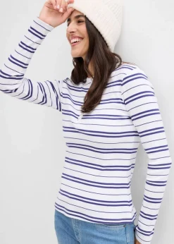 Geripptes Langarmshirt aus Bio-Baumwollmix