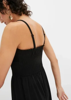 Gesmoktes Trägerkleid aus leichtem Crêpe