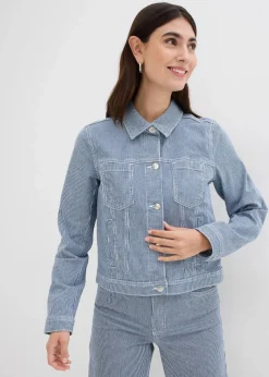 gestreifte Jeansjacke, verkürzt