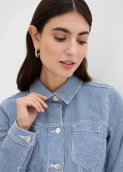 gestreifte Jeansjacke, verkürzt