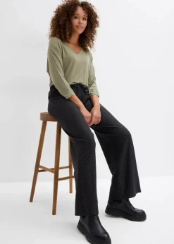 Gestreifte Jersey-Hose mit Kordelzug aus Baumwoll-Mix