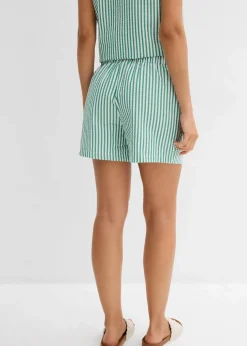 Gestreifte Schlupf-Shorts aus reiner Baumwolle