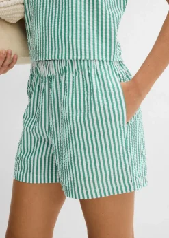 Gestreifte Schlupf-Shorts aus reiner Baumwolle
