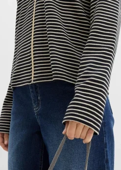 Gestreifte Sweatjacke aus Baumwoll-Mix