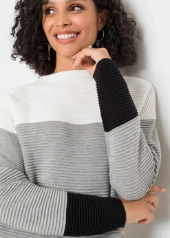 Gestreifter Long-Pullover