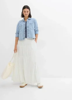 Gestreifter Maxirock aus reiner Baumwolle