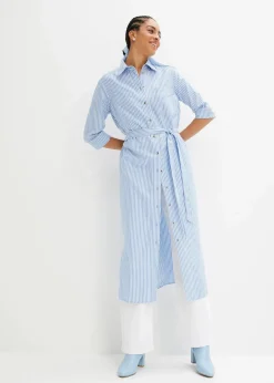 Gestreiftes Blusenkleid mit Bindeband