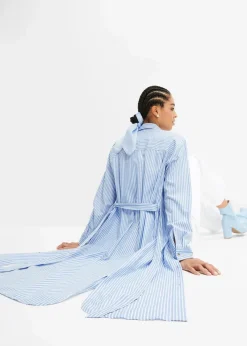 Gestreiftes Blusenkleid mit Bindeband