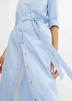 Gestreiftes Blusenkleid mit Bindeband