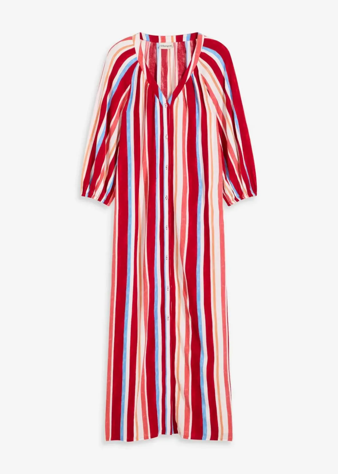 gestreiftes Kaftan-Kleid aus strukturierter Viskose