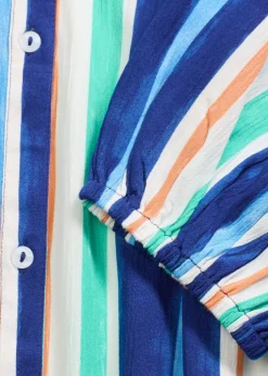 gestreiftes Kaftan-Kleid aus strukturierter Viskose