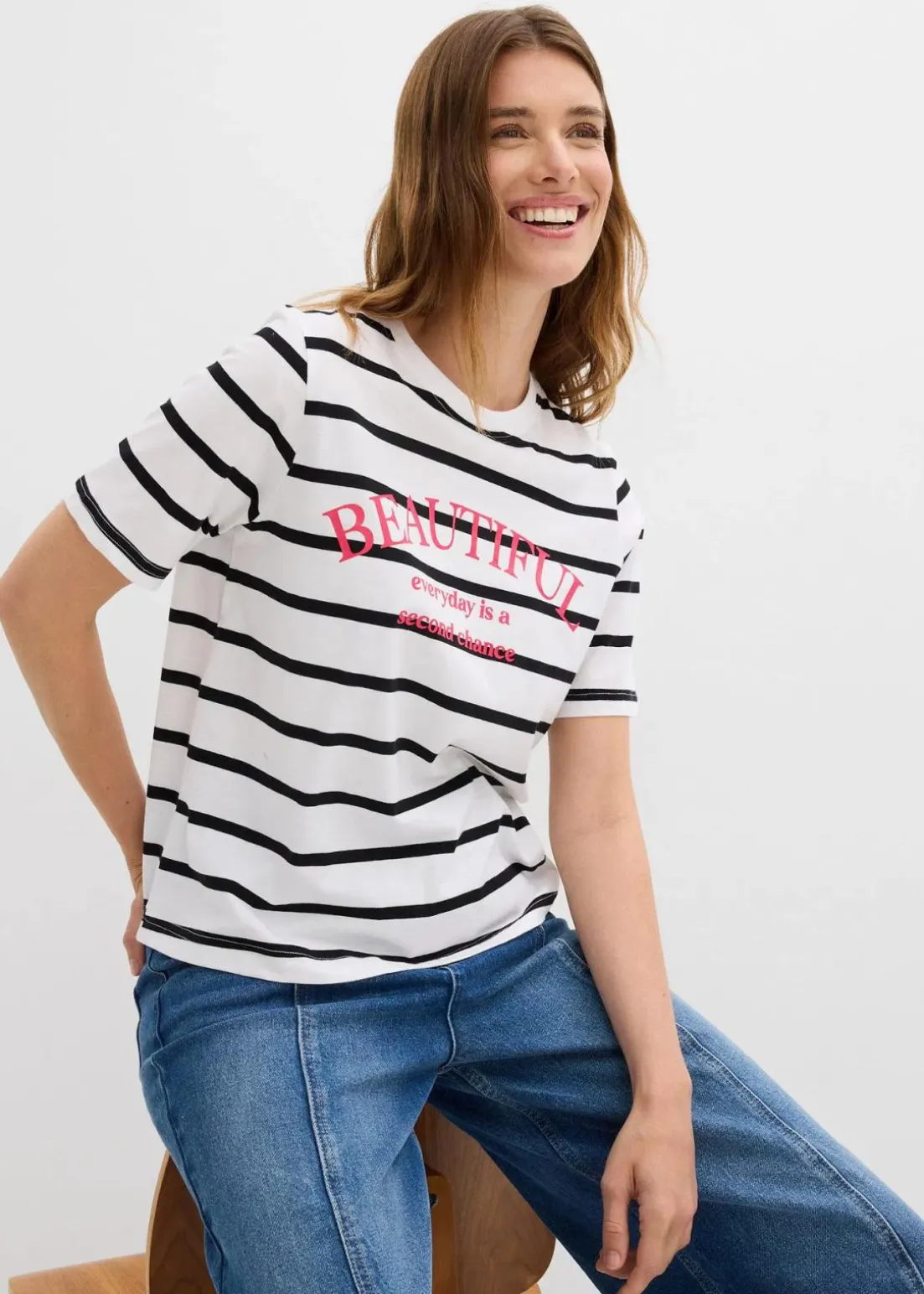 Gestreiftes T-Shirt aus reiner Baumwolle