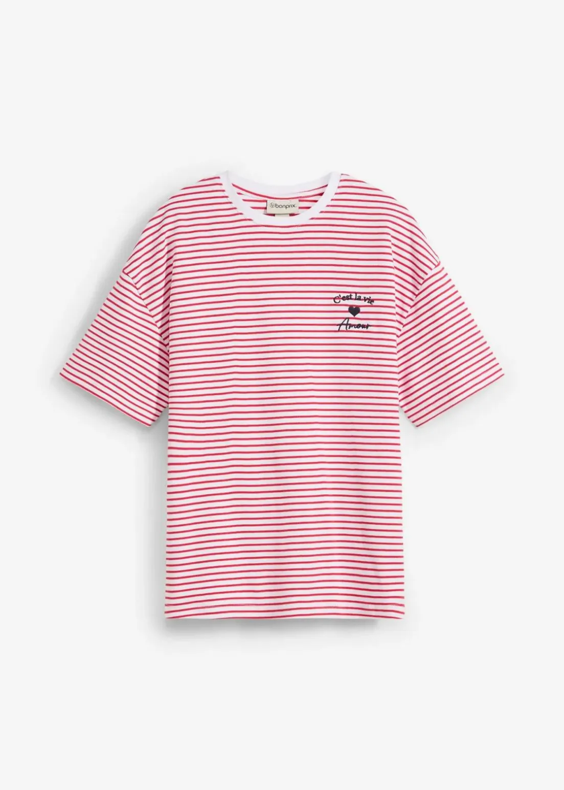 Gestreiftes T-Shirt mit Stickerei