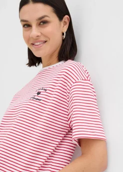 Gestreiftes T-Shirt mit Stickerei