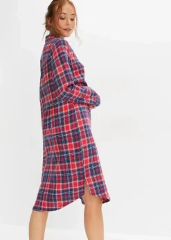 Gewebtes Nachthemd aus Flanell mit Knopfleiste