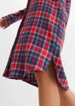 Gewebtes Nachthemd aus Flanell mit Knopfleiste