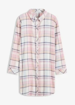 Gewebtes Nachthemd aus Flanell mit Knopfleiste