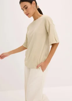 Glitzer Viskose-Shirt mit Glanzdruck