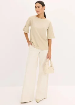 Glitzer Viskose-Shirt mit Glanzdruck